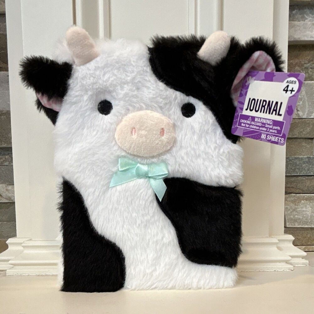 Festive Voice Cow Plush Faux Fur Journal 80 Sheets
